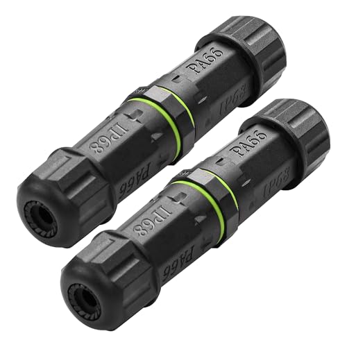 JSADZKJ Wasserdichte elektrische Kabelstecker 2 Pin IP68 Outdoor Kabel wasserdicht Koppler Unterstützung für 3,5-10mm Drahtdurchmesser für Outdoor-Werbetafeln Tunnel Lichter 2Pcs (2 polig) von JSADZKJ