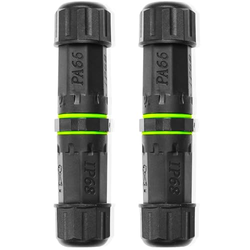 JSADZKJ Wasserdichte elektrische Kabelstecker 2 Pin IP68 Outdoor Kabel wasserdicht Koppler Unterstützung für 3,5-10mm Drahtdurchmesser für Outdoor-Werbetafeln Tunnel Lichter 2Pcs (4 polig) von JSADZKJ