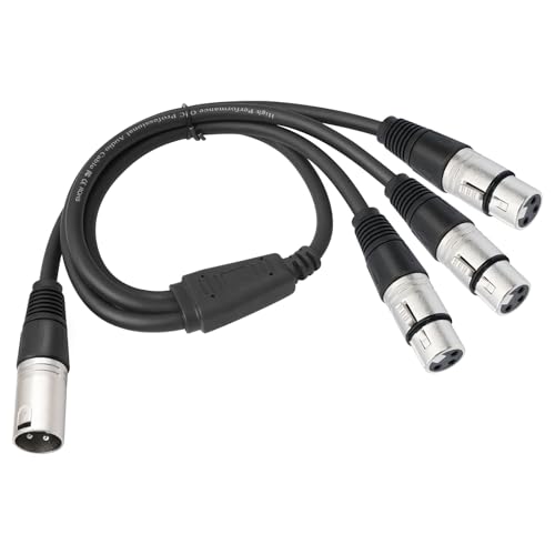 JSADZKJ XLR zu 3 XLR Y Splitter Kabel,1 männlich zu 3 weiblich xlr Mikrofon Verlängerungskabel für Mischpulte,Mikrofone-1.96Ft (Männlich zu 3 Weiblich) von JSADZKJ