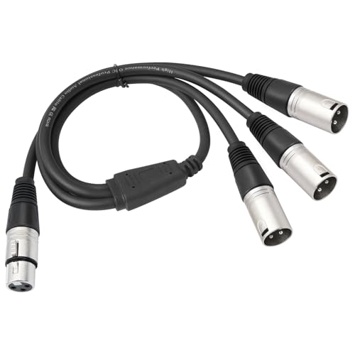 JSADZKJ XLR zu 3 XLR Y Splitter Kabel,1 weiblich zu 3 männlich xlr Mikrofon Verlängerungskabel für Mischpulte,Mikrofone-1.96Ft (Weiblich zu 3 Männlich) von JSADZKJ