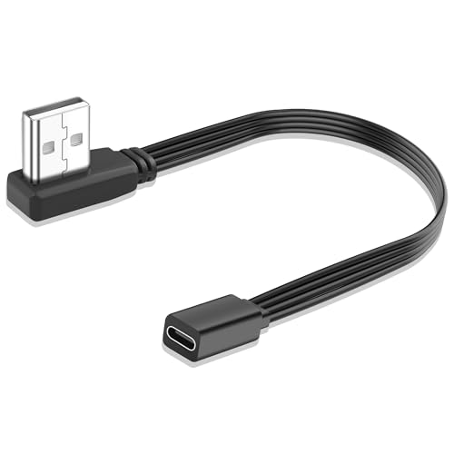 SADZKJ USB zu USB-C Kabel 90 Grad Winkel Usb 2.0 Stecker zu Usb Typ C Buchse Konverter Adapter Kurzes USBA zu Typ C Kabel Unterstützung Daten und Aufladen für PC, Laptop 20CM (linkerWinkel) von JSADZKJ