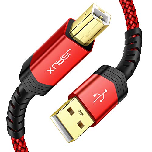 JSAUX USB Druckerkabel 3M Scannerkabel USB B Kable USB A auf USB B Drucker Kabel Printer Cable Kompatibel für HP, Canon, Brother, Epson, Lexmark, Xerox, Samsung, Dell - ROT von JSAUX