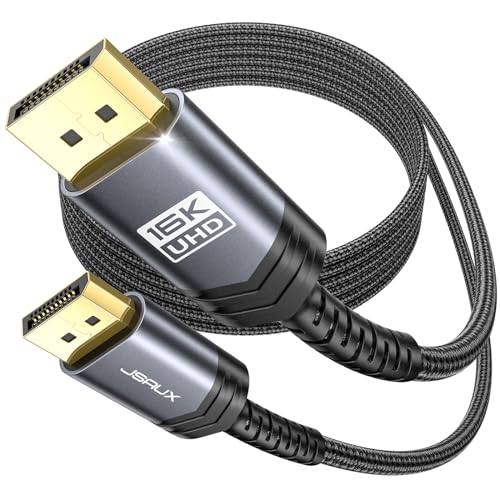 JSAUX Displayport Kabel 2.1 5m, Displayport Kabel 2.1/2.0 Unterstützung 16K@60Hz, 8K@120Hz, 4K@240Hz 80Gbps, Abwärtskompatibel mit DP1.4/DP1.2, DP Kabel 5m 2.1 kompatibel mit Monitor, Laptop, Grafik von JSAUX