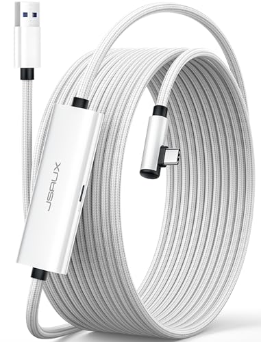 JSAUX Link-Kabel mit 18W Ladefunktion, 5m Kompatibel mit Oculus Meta Quest 3S/3/2/Pro & Pico 4, PC VR, Steam VR, 2-in-1 USB 3.0 zu USB C Hochgeschwindigkeitskabel für VR-Headsets von JSAUX