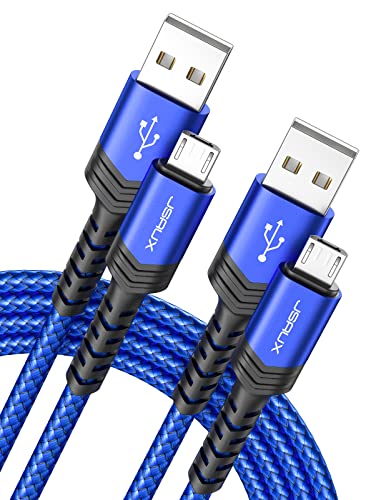 JSAUX Micro USB Kabel [2M 2 Pack], 3A Nylon USB Ladekabel für Android Smartphones kompatibel mit Samsung S7 Edge/S7/S6 Edge/S6/S4/S3/J3/J7, Huawei P9/P10 Lite, HTC, Kindle, Nokia, PS4 und mehr (Blau) von JSAUX