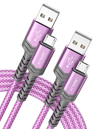 JSAUX Micro USB Kabel [2M 2 Pack], 3A Nylon USB Ladekabel für Android Smartphones kompatibel mit Samsung S7 Edge/S7/S6 Edge/S6/S4/S3/J3/J7, Huawei P9/P10 Lite, HTC, Kindle, Nokia, PS4 und mehr (Lila) von JSAUX