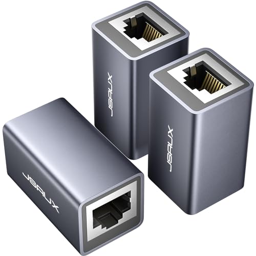 JSAUX RJ45 LAN Kupplung Ethernet Kabel Verbinder [3 Pack] Ethernet Koppler LAN Adapter für LAN Kabel, Netzwerkkabel, Patchkabel, Netzwerk Coupler für Cat7, Cat6, Cat5e, Cat5(Grau) von JSAUX