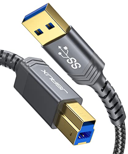 JSAUX USB 3.0 B Kabel [2M, 5Gbps] USB A auf USB 3 Typ B Kabel Nylon Geflochten Kompatibel mit Dockingstation, USB 3.0 Hub, Externen Festplatten, Scanner, Drucker usw-Grey von JSAUX