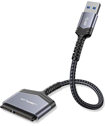JSAUX USB 3.0 auf SATA Adapter, USB 3.0 zu 2,5 Zoll Festplatten/SSD Nylon SATA Kabel Adapter [Unterstützt UASP SATA III] Kompatibel mit Windows, MacOS, ChromeOS, Linux-(Grau) von JSAUX