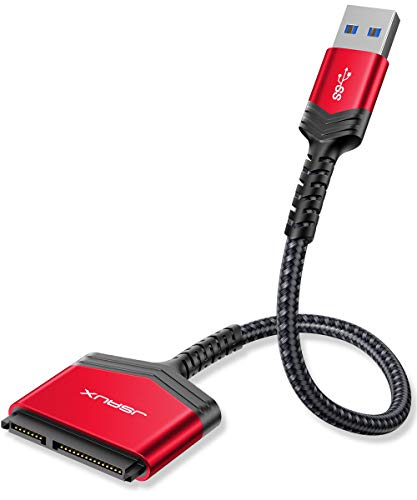 JSAUX USB 3.0 auf SATA Adapter, USB 3.0 zu 2,5 Zoll SATA III Festplatten/SSD/HDD Adapter Nylon Kabel [Unterstützt UASP SATA III] Kompatibel mit Windows, MacOS, ChromeOS, Linux - (Rot) von JSAUX