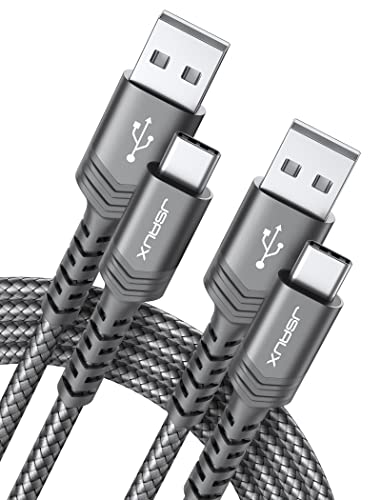 JSAUX USB C Kabel [2-Pack 1M+2M] USB Typ C Ladekabel Kompatibel mit Samsung Galaxy S24 S23 S22 S21 S20 S10 S9 S8, Note 20 10, A3 A5, PS5 Controller, iPhone 15 Pro Plus, Huawei, Xiaomi usw. (Grau) von JSAUX