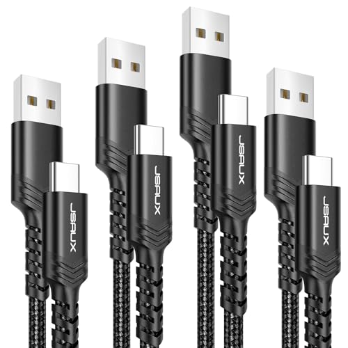 JSAUX USB C Kabel [4 Stück 1M+1M+2M+3M], 3.1A USB C Ladekabel Typ-C Schnellladekabel Kompatibel mit iPhone 16 15 Pro Max, Samsung Galaxy S24 S23 S22 S20 Note 20 10 Pixel 8 7, Switch, CarPlay-Schwarz von JSAUX