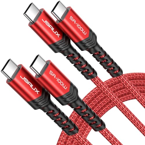 JSAUX USB C auf USB C Kabel (2-Stück 1M) 100W/5A PD Ladekabel Schnellladekabel Kompatibel mit iPhone 15 Plus/15 Pro Max Samsung Galaxy S24 S23 A54 MacBook Pro M3 iPad Pro Steam Deck Rog Ally Pixel Rot von JSAUX