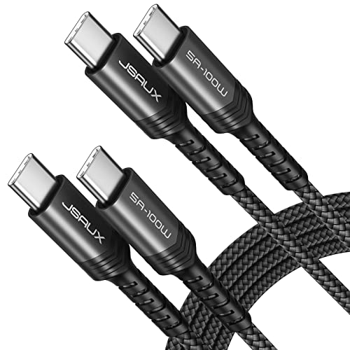 JSAUX USB C auf USB C Kabel (2-Stück 2M) 100W/5A PD Ladekabel Schnellladekabel Kompatibel mit iPhone 15 Plus/15 Pro Max Samsung Galaxy S24 S23 A54 MacBook Pro M3 iPad Pro Steam Rog Ally Pixel Schwarz von JSAUX