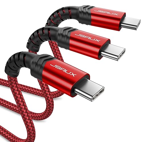 JSAUX USB C auf USB C Kabel [3-Pack 1M+2M+3M] 100W/5A USB C Ladekabel Schnellladekabel PD 3.0 Kompatibel mit iPhone 15 Pro Max Plus Samsung Galaxy S24 S23 S22 S21 iPad Pro Air MacBook Pixel (Rot) von JSAUX