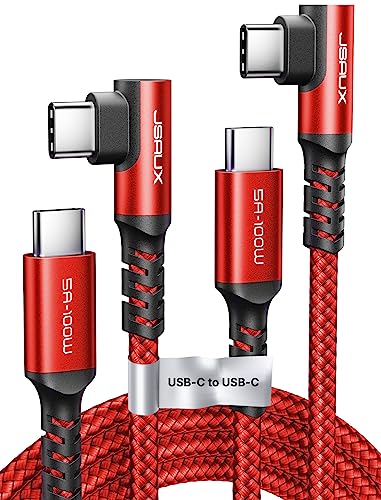 JSAUX USB C auf USB C Kabel 100W [2 Stück/2M], USB C zu USB C Ladekabel, 5A USB C Schnellladekabel kompatibel mit MacBook Pro/iPad Pro/Mini/Air, Samsung Galaxy S23/S22/S21-Rot von JSAUX