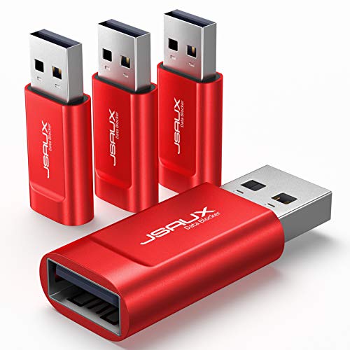 JSAUX USB-Datenblocker [4er Pack] USB Data Blocker zum Aufladen, Schützt vor Hackern und Viren, Schützt die Privatsphäre und Datensicherheit-Rot von JSAUX