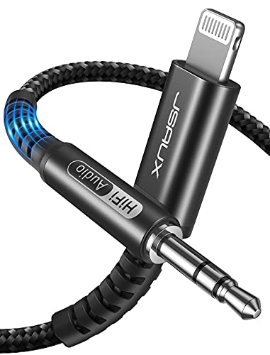 JSAUX Lightning-zu-3,5-mm-Audiokabel 6FT, [Apple Mfi-zertifiziert] Lightning-zu-Aux-Kabel für iPhone 14/14 Pro/13/13 Pro Max/12/12 Mini/12 Pro/12 Pro Max/11 Pro Max/X/XR/XS Max/8/7/Autoradio-Schwarz von JSAUX