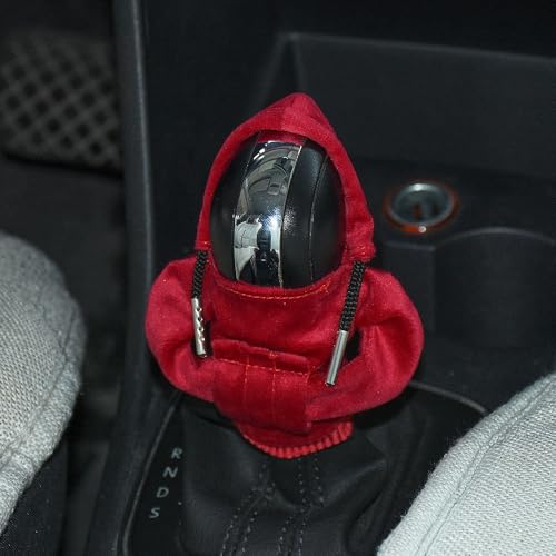 JSCARLIFE Schaltknaufabdeckung, Universal-Plüsch-Schaltknaufabdeckung, weiches Auto-Innendekor-Zubehör, modischer Schalthebelknaufschutz für Autos, LKWs, SUVs, Vans (rot) von JSCARLIFE