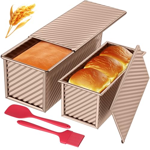 JSCORES Toast Brot Backform Set,4PCS Antihaft Brot Toastform mit Deckel,Brotbackform für Toast Kuchen (Roségold) von JSCORES