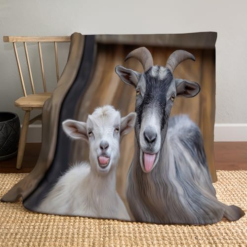 Bauernhof Tiere Kuscheldecke Flauschig Decke 70 × 100 cm Fleecedecke Weich und Warme,3D Ziegen Kälber Wohndecke Flanell als Sofadecke Couchdecke Tagesdecke von JSCWDET