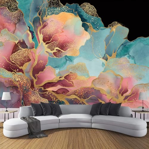Fototapete 3D Effekt Dekoration Wandbild Abstrakte Malerei 150 X 105 Cm (B X H) Tapete Wandtapeten - Rosa Fototapete Moderne Luxuriöses Marmordesign Panorama Wanddeko von JSCWDET