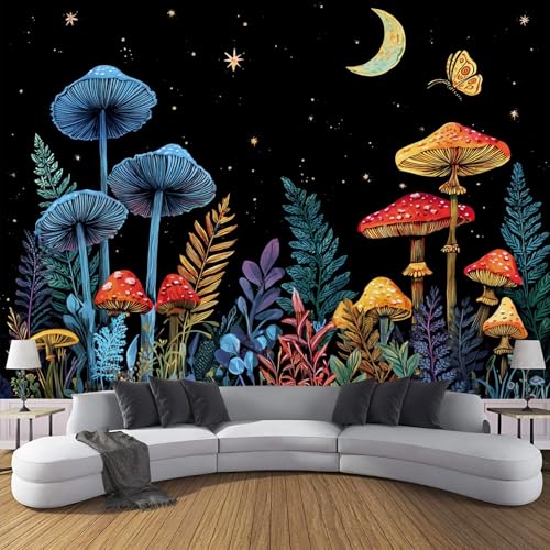 Fototapete Seltsame Waldszene,450 X 315 Cm (B X H) - Fototapeten - Tapeten - Für Wohnzimmer Schlafzimmer - Vliestapete Wandtapete Tapete Pilze Farne 3D Effekt- Rot von JSCWDET