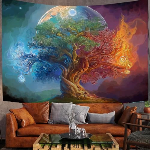 JSCWDET Fantasy-Illustrationsstil Wandteppich,Zweigelemente Wandbehang für Schlafzimmer, Wohnzimmer - 100 x 75 cm,Grün von JSCWDET