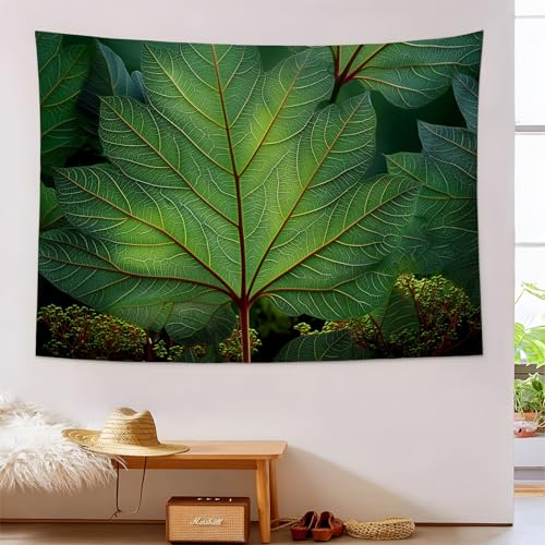 JSCWDET Tapisserie Grüner Wald Wandbehänge Regenschirm Blattadern Textur Tapisserien Wandteppiche für Wohnzimmer, Schlafzimmer, Wohnheim Hintergrund, Grün, 200 x 150 cm von JSCWDET