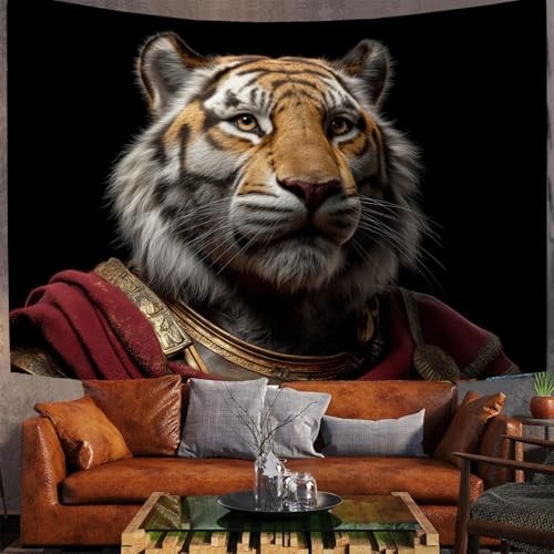 JSCWDET Wildtiertexturen Wandteppich - Wandbehang Wanddekoration Antike Römische Kostüme Tiger Wandtücher - Wandteppich kinderzimmer - Trippy Wandteppiche für Schlafzimmer(Schwarz, 100 x 75 cm) von JSCWDET