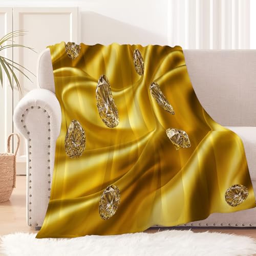 Kuscheldecke Flauschig Decke 3D Luxuriöser Stil Fleecedecke Wohndecke leuchtender Goldener Diamant Warm Sofaüberwurf Decke Sofadecke Couchdecke Tagesdecke für Bett 200 × 200 cm von JSCWDET