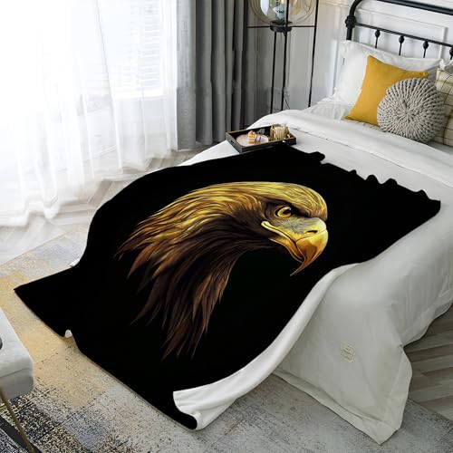Kuscheldecke Flauschig Decke 3D Tiere Portrait Fleecedecke Wohndecke Steinadler Kopf Warm Sofaüberwurf Decke Sofadecke Couchdecke Tagesdecke für Bett 130 × 200 cm von JSCWDET