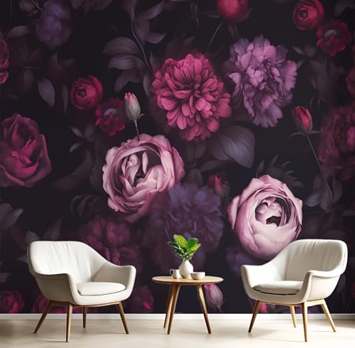 Seide Fototapete Gotischer Stil 150 X 105 Cm (B X H) Wanddeko, Lila-Rosa Blumen Wandbild, Wandtapete, Kann In Wohnzimmer, Küche, Schlafzimmer, Kinderzimmer, Studio von JSCWDET