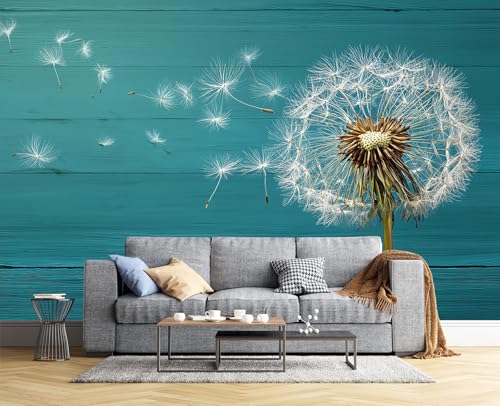 Tapete 3D Fototapete Landhausstil 150 X 105 Cm (B X H) Wandtapete Wandbilder Löwenzahnmuster Foto Tapeten Wanddekoration Für Wohnzimmer Schlafzimme Türkis Tapete Motivtapeten von JSCWDET