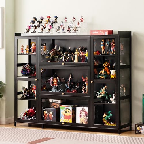 JSDMBD Acryl Display Riser Regal für Pops-Figuren, klarer großer 3/4-Stufen-Display-Ständer Eckvitrine Glasvitrine Standvitrine Acryl Vitrine mit Großer Kapazität Sammlervitrine Schwarz von JSDMBD