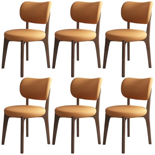 JSDMBD Esszimmerstühle 2er Set 4er Set 6er Set Beine Aus Massivholz. Bequeme Schaumstoffkissen. Ideal Für Das Esszimmer Zu Hause, Das Büro Usw. Dark Walnut Legs + orange 6PASS von JSDMBD