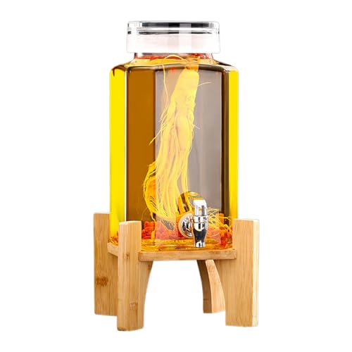 JSDQQG Getränkespender,Wasserspender Aus Glas,Mit Ständer Und Deckel Limonadenspender Aus,Glas Getränkespender Für Kühlschrank,Saftspender Mit Hahn,A Faucet,8L von JSDQQG