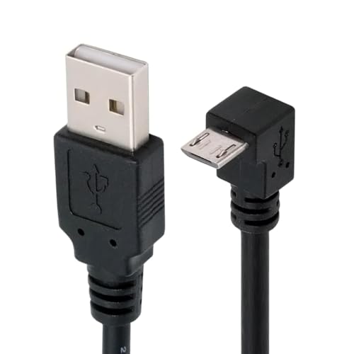 JSER Daten- und Ladekabel, 90 Grad nach unten abgewinkelt, Micro USB 2.0 Typ 5-polig auf USB 2.0 Typ-A, 480 Mbit/s, für Telefon, Tablet, Computer, Kamera (50 cm) von JSER