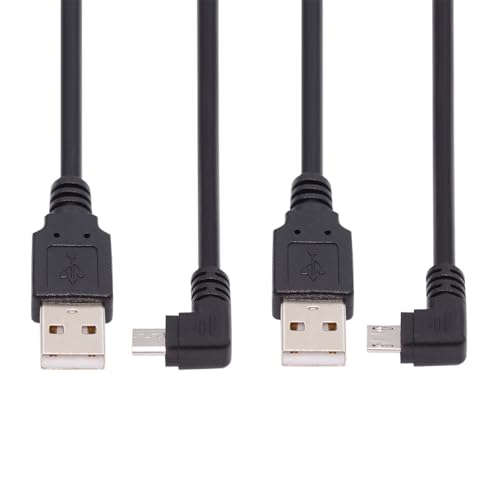 JSER Links und rechts abgewinkeltes 90-Grad-Micro-USB 2.0 Typ 5-polig auf USB 2.0 Typ-A Daten- und Ladekabel, 480 Mbit/s Daten für Telefon, Tablet, Computer, Kamera, 2er-Pack (100 cm) von JSER