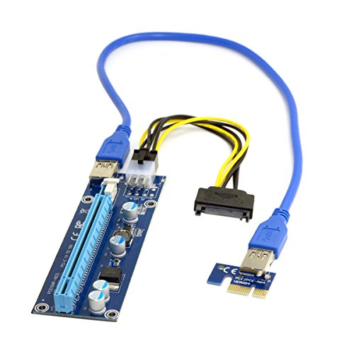 JSER PCI-E 1 X-zu-16 X-Mining-Maschine, Extender-Riser-Adapter mit USB 3.0 und 6-poligem Netzkabel von JSER