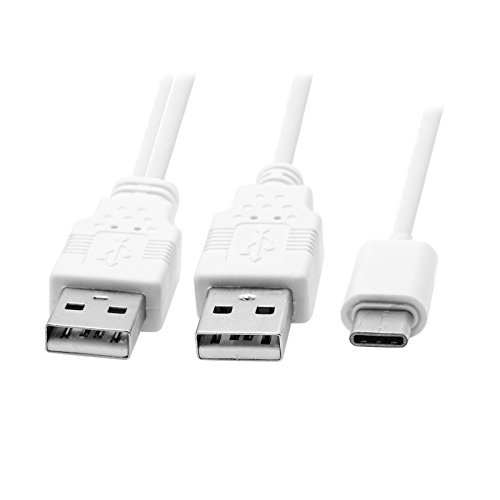 JSER USB 3.1 Typ C USB-C auf Dual A Stecker, extra Power Datenkabel Y-Kabel für Handy und Festplatte von JSER
