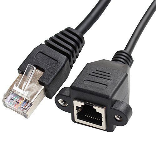 JSER RJ45 8P8C FTP STP UTP Cat 5e Stecker auf Buchse, LAN Ethernet Netzwerk-Verlängerungskabel mit Panel-Montagelöchern, 30 cm von JSER