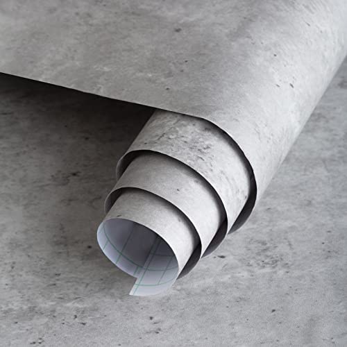 60cm×5m grauer Beton selbstklebende Tapete abziehen und aufkleben industrielle Vinylfolie Rolle mit hellem mattem Zement-Kontaktpapier Küchenarbeitsplattenabdeckungseffekt Tapete Klebefolie Aufkleber von JSEVEM