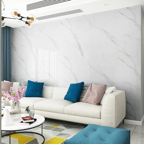 JSEVEM 122CM×2M Extra Breit Weiße Grau Marmor Muster Tapete Selbstklebend Weiß Graue Möbel Klebefolie Steinoptik Wandtapete Selbstklebende Marmoroptik Wohnzimmer Wasserdichte Möbelfolie Badezimer von JSEVEM