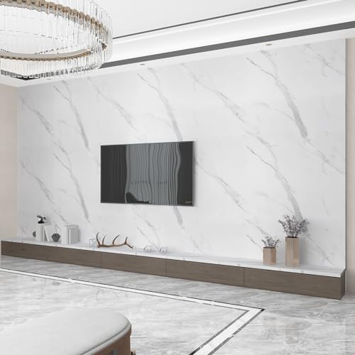 JSEVEM 122CM×9M Extra Breit Weiße Grau Marmor Muster Tapete Steinoptik Selbstklebend Weiß Graue Möbel Klebefolie Wandtapete Selbstklebende Marmoroptik Wohnzimmer Wasserdichte Möbelfolie Badezimer von JSEVEM