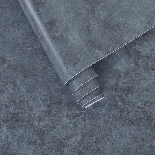 JSEVEM 40CM×3M Dicker Hellblau Grau Tapete Selbstklebend Betonoptik Klebefolie Hellgrau Klebetapete Selbstklebende Beton Wandpapier Graue Betontapete Vinyl Tapete Folie für Möbel Wandfolie Wohnzimmer von JSEVEM