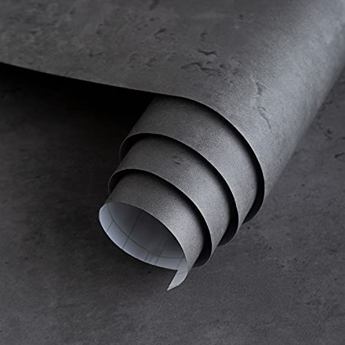 JSEVEM 40CM×3M Dunkelgraue Schwarz Betonoptik Selbstklebend Klebetapete 3d Effekt Grau Betontapete Wand Tapeten Matt Möbelaufkleber Klebefolie Beton Wandpapier für Küche von JSEVEM