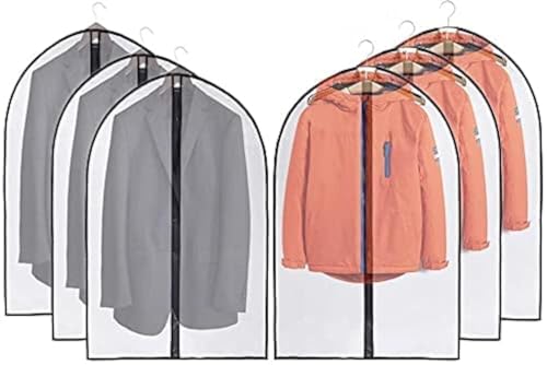 JSF Kleidersäcke mit Reißverschluss Mottenschutz, Atmungsaktive Anzugtasche 6 StückTranslucent 100CM kleiderhüllen Schutzhülle, Abendkleid Kleidersack von JSF