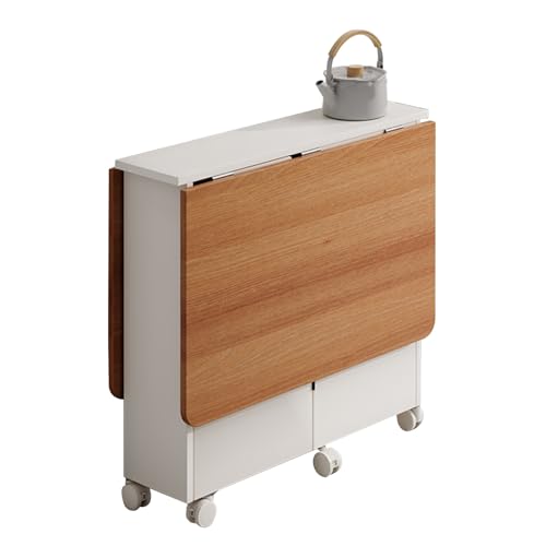 3-in-1 Klappbarer Esstisch,ausziehbarer 140cm Großer Küchentisch Klapptisch mit Rollen, Ablagefläche und Verstärktem Rahmen(Yellow) von JSFYJZYZ