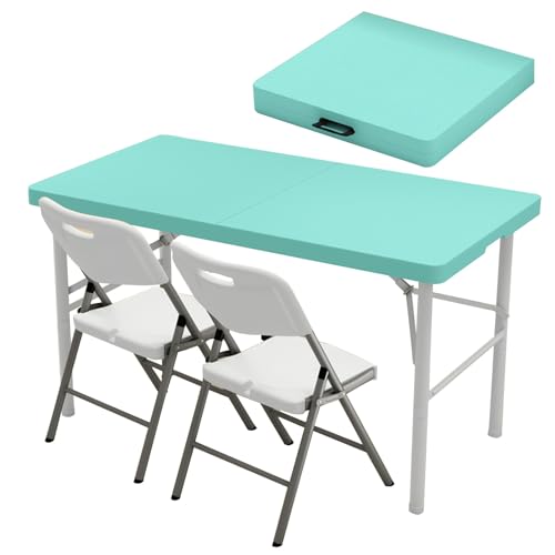 JSFYJZYZ 122cm Tragbarer Klappbarer Esstisch, Esstisch Klappbar Platzsparend, Faltbar Auf 5cm, Tragbar und Robust für Kleine Räume/Camping(Blue) von JSFYJZYZ